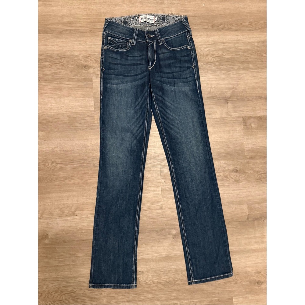 Ariat REAL Denim Straight Leg Jeans Dresden Wash Dark Indigo 26L 10026688